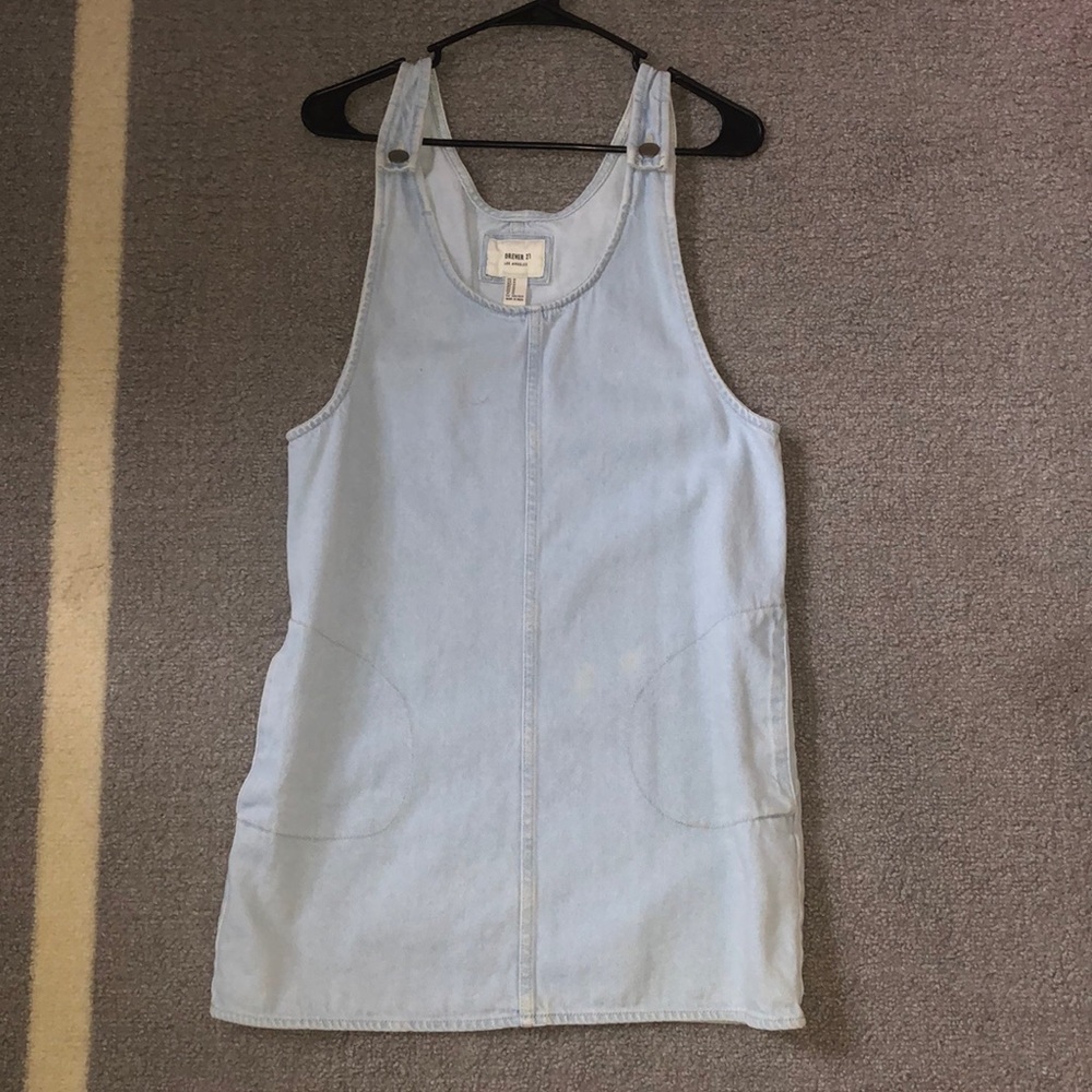 Denim overall mini dress